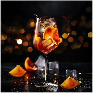 STYLER Küchenbild Aperol 30 x 30 cm I SOMMERLICHER Cocktail I Glasbild mit Aperol Spritz und Orangen I Bild für Küche & Bar I Cocktail Deko I Wandbild moderner Stil I Küchenbilder Set