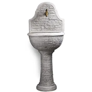 Casa Padrino Jugendstil Wandbrunnen Grau / Antik Messing H. 122 cm