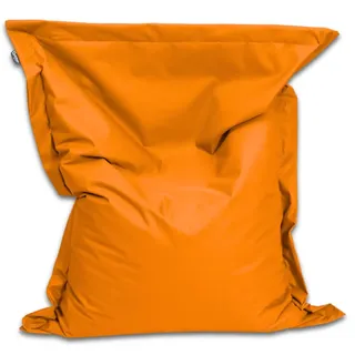 BuBiBag Sitzsack 145x100 cm mit Füllung – Handgefertigt – Bean Bag Indoor & Outdoor – Liegekissen Bodenkissen Erwachsene – wasserabweisend bequem – Orange