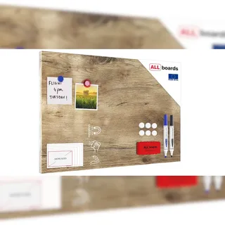 ALLboards Metallische Magnettafel HOLZ BAUMSTAMM 60x40cm Memoboard für jede Art von Magneten Magnetpinnwand + 4 Marker, 10 Magnete und Schwamm