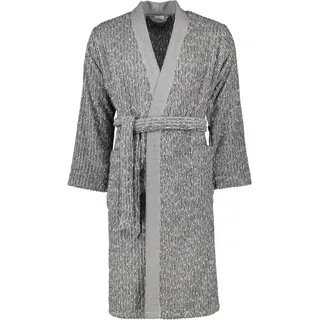 Möve Unisex-Bademantel Brooklyn Pinstripe Kimono Frottier, Kimono, 85% Baumwolle, 10% Viskose, 5% Leinen schwarz XS
