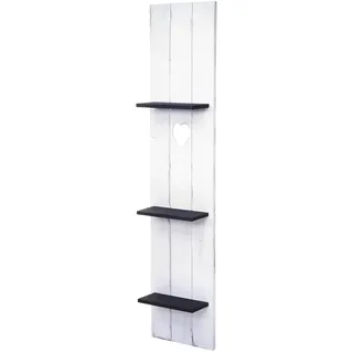 Décoshop26 - 3-stöckiges Wandregal aus Holz 150 x 33 x 13 cm Massivholz Vintage Weiß/Dunkelgrau Shabby Chic 04_0005178