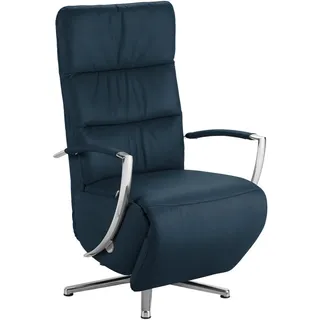 Cantus Relaxsessel, Dunkelblau, Metall, Echtleder, Color-Finish-Leder, 64x112x80 cm, Goldenes M, Fußauswahl, Lederauswahl, Stoffauswahl, Relaxfunktion, Herz-Waage-Funktion, Wohnzimmer, Sessel, Relaxsessel