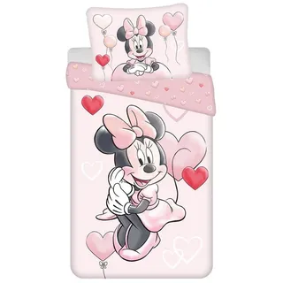 Jerry Fabrics Minnie Mouse Kinderbettwäsche Baumwolle Rosa 140 x 200 cm + 70 x 90 cm