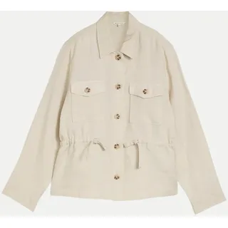 Tom Tailor Damen Regular Fit Jacke mit Leinenanteil, braun, Uni, Gr. 36