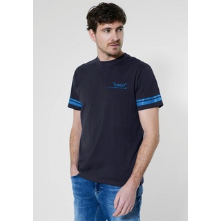 STREET ONE MEN T-Shirt im College-Look blau S (48)