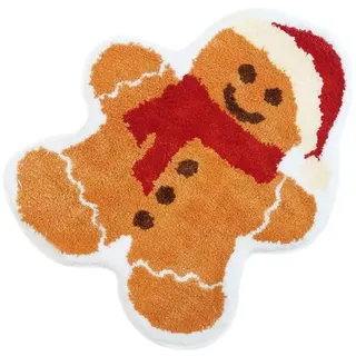 Fußmatte Weihnachten, Rutschfester Weihnachtsbaum Lebkuchenmann Badematte, We...