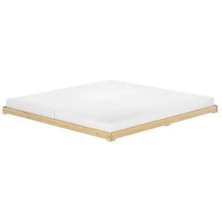 Niedriges Bodenbett 200x200 Kiefer natur, Niederflurbett, Futonbett, V-60.47K-20Rollrost und Matratze inkl. - Naturbelassen