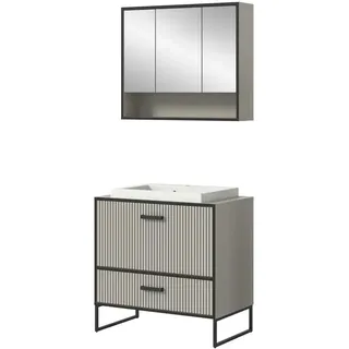 Möbel Kraft Badkombination 80 x 192 cm Schwarz/Creme