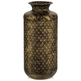 LuxusKollektion Dekovase Blumenvase Rustikal Metall Schwarz Gold Muster 35.5cm (1 St) bunt|schwarz 16 cm x 35 cm x 16 cm