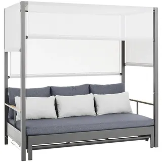 Dehner Daybed Hollywood, 3-Sitzer, inkl. Polster, 195 x 183 x 195 cm, schwarz Grau