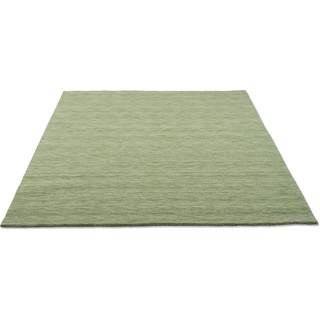 Wollteppich THEKO "Holi" Teppiche Gr. B/L: 140 cm x 200 cm, 13 mm, 1 St., grün (hellgrün) Schurwollteppiche Uni-Farben, leicht meliert, reine Wolle, handgewebt mit Knüpfoptik