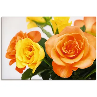 Leinwandbild ARTLAND "Rosenstrauß" Bilder Gr. B/H: 90 cm x 60 cm, Blumen, 1 St., orange Leinwandbilder auf Keilrahmen gespannt