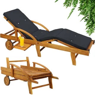 Gartenliege Tami Sun® Akazie inkl Auflage Anthrazit