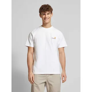 T-Shirt mit Label-Stitching, Weiss, XXL