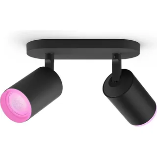 Philips Hue White and Color ambiance Fugato Zweierspot schwarz, Intelligente Deckenbeleuchtung, Bluetooth/Zigbee, Schwarz, LED, Metall, GU10