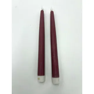formano LED-Kerze Stabkerze Spitzkerze im 2er SET weiß oder Altrosa 28cm, LED Stabkerze mit Timerfunktion rosa