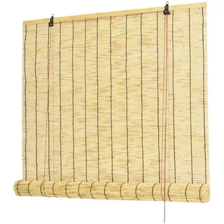Bambus Rollo Bambusrollo Aussenbereich Innen 60 80 90 100 110 120 150 160cm Retro Bambus Rollo Jalousie Sonnenschutz Jalousien Innen Bambus Raffrollo Wetterfest Für Fenster Türen(Natural black line)