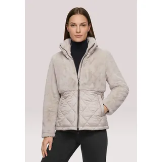 Amber & June Plüschjacke Stehkragen Hellgrau 42