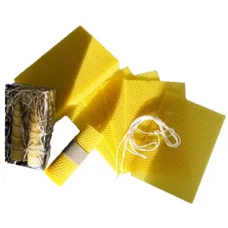 XXL Bienenwachs-Kerzen Bastelset für Kinder und Erwachsene 22Kerzen deutsches Bienenwachs inkl. Docht | 22 Bienenwachsplatten Kerzen selber Machen (12,5cm x 19cm 22stück, 1)