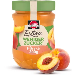 Schwartau Extra Weniger Zucker Pfirsich | Zuckerreduzierte Marmelade | 300 g