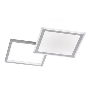 LED Deckenleuchte mit Fernbedienung Deckenleuchte Esszimmer dimmbar CCT, Aluminium silber, 36W 2000Lm, LxBxH 51x51x4,5 cm, WOFI 11523