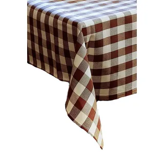 texpot Tischdecke Tischläufer Servietten kariert 2 cm Karo Landhausstil (1-tlg), glattes Gewebe braun quadratisch | 130 cm x 130 cm