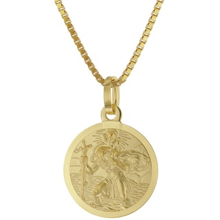 trendor 41375 Kinder-Anhänger Christophorus Gold 585 mit vergoldeter Halskette, 40 cm