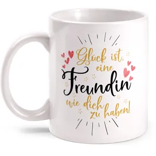 Fashionalarm Tasse Glück ist eine Freundin wie dich zu haben - beidseitig bedruckt | Geburtstag Geschenk Idee für Freundinnen | Du bist die Beste, Farbe:weiß