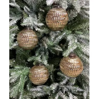 8er Set edle Luxus Glas Weihnachtskugeln Ø 10cm Weihnachtsbaum Kugeln Christbaumkugeln Weihnachts Deko (8 Stück 10cm Ornament Gold)