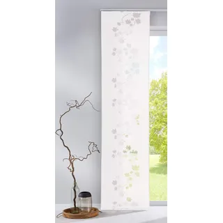 Gardinenbox Moderner Flächenvorhang Schiebegardine aus hochwertigem Ausbrenner-Stoff mit Klettband, Weiß Leaf, 2 Stück 245x60 (HxB), 856100