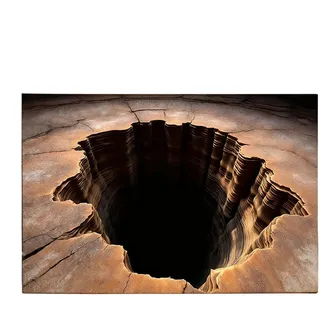 3D Teppich Mit Optischer Täuschung | Teppich Der Wie Ein Loch Aussieht | Abyss Illusion Fußmatte Für Den Innenbereich Mit Rutschfester Unterseite | Bodenloses Loch Optische Täuschungen Teppiches