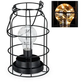 relaxdays Tischleuchte Tischlampe LED industrial schwarz