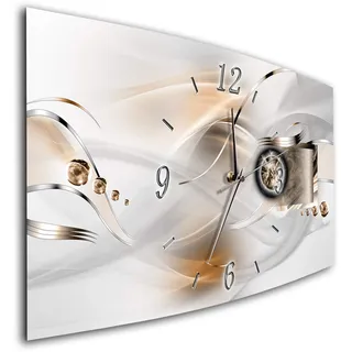 BM Funk Quarz Wanduhr Funkwanduhr Funkwanduhren Funkuhr Funkuhren kein Ticken lautlos geräuschlos leise modern ohne Tickgeräusche groß XXL Wohnzimmer Küche Abstrakt Digital Art 7936-1a