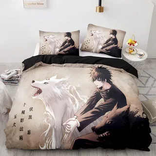 Jujutsu Kaisen Fushiguro Megumi Anime Bettwäsche-Sets Cartoon 3D-gedrucktes Polyestergewebe 1 Bettbezug + 1/2 Kissenbezüge (keine Bettdecke)