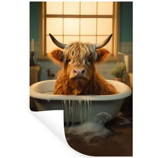 MuchoWow Wandsticker Scotch highlander - Bad - Badezimmer (1 St), Wandtattoo, Selbstklebend, Wohnzimmer, 40x60 cm 40 cm x 60 cm x 0.1 cm