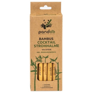 pandoo Trinkhalme Plastikfreie Strohhalme aus Bambus - 100% Naturprodukt 14 cm