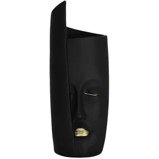 Milisten Vase mit menschlichem Gesicht, Kunstharz, abstrakte künstlerische Vase, minimalistischer Stil, Blumenbehälter, Blumenstrauß, Tafelaufsatz für Zuhause, Büro, Hochzeitsdekoration, Schwarz