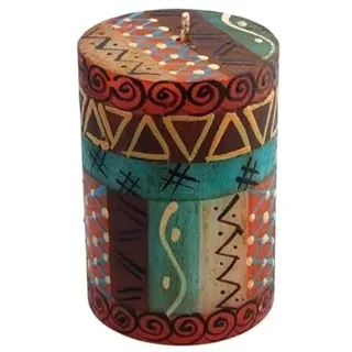 Nobunto Kerzen - Makini - Fair Trade Kunstkerze aus Südafrika - Handbemalte Geschenkkerze - Afrikanische Kerzensets - Bunte Stabkerzen - Weihnachten - Ostern (Einzelkerze 6,5x10cm)