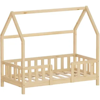 ML-Design Kinderbett Hausbett 70 x 140 cm Kiefer natur beige