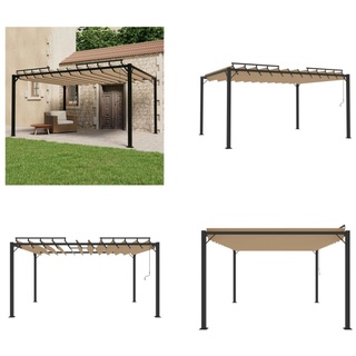 vidaXL Pavillon mit Lamellendach 3x4 m Taupe Stoff und Aluminium - Gartenpavillon - Gartenpavillons - Pavillon - Pavillons