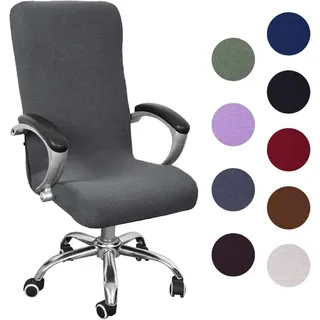 Coonoor Bürostuhlhusse Abnehmbare Elastische Universal Stretch Stuhlhussen Stuhlbezug, Computer Stuhl Schreibtischstuhl Drehstuhl Hussen grau
