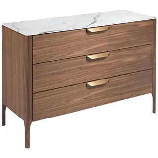 Angel Cerda Kommode, Walnuss, Edelstahl, Weiß, Holzwerkstoff, Nachbildung,Nussbaum, Essen/Getränk, 3 Schubladen, Rechteckig,Rechteckig, 120x80x45 cm, Wohnzimmer, Kommoden & Sideboards, Kommoden