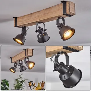Rimini moderne Deckenlampe aus Metall/Holz in Schwarz/Natur - Beige/Schwarz