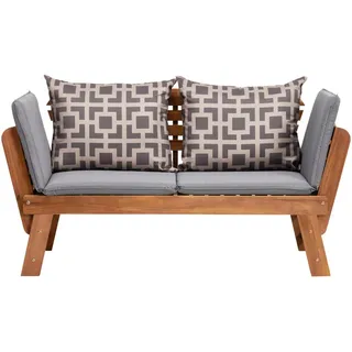 Ambia Garden Gartenbank, Grau, Akazie, Holz, Textil, Akazie, massiv, 2-Sitzer, Füllung: Schaumstoff, 190x75x67 cm, mit Rückenlehne, Holzmöbel, Sitzgelegenheiten Holz, Gartenbänke Holz