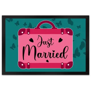 speecheese Fußmatte Just married Hochzeit Fußmatte XL in 40x60 cm mit pinkem Koffer 40 cm