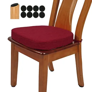 BUYUE Stuhlkissen 6,5 cm dick, U-Form Sitzkissen 40x40 cm mit hochdichtem Schaumstoff, Stoffbezug, rutschfestes Sitzpolster für Küche und Esszimmer (1 Stück, Rot)