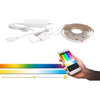 EGLO connect LED Band 3m STRIPE-C, Smart Home Leuchtband, RGB Band selbstklebend und kürzbar, Material: Kunststoff, Farbe: Weiß, dimmbar, Weißtöne und Farben einstellbar