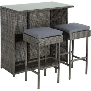 Estexo Polyrattan Gartenbar Set Gartenmöbel Sitzgruppe Rattan Bar Tresen Barset Tisch