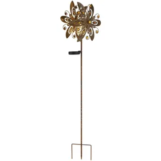 GLOBO Solarleuchte Metall 32x17,5x124 cm Erdspieß LED warmweiß rost